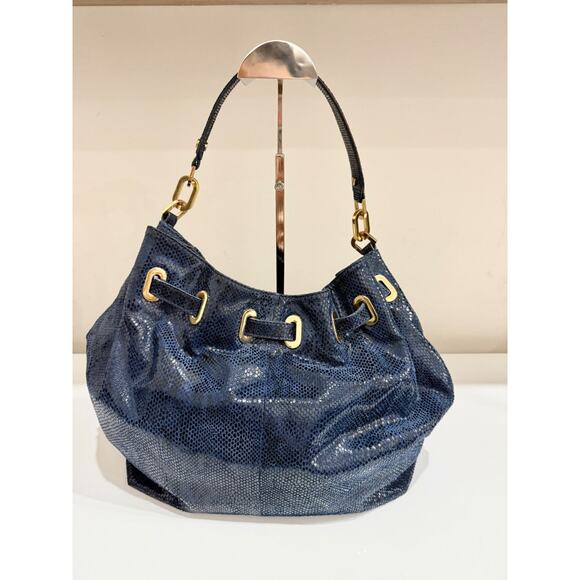 Tory Burch Snake Embossed Patent Leather Shoulder Hobo Handbag with Chain - Picture 5 of 13